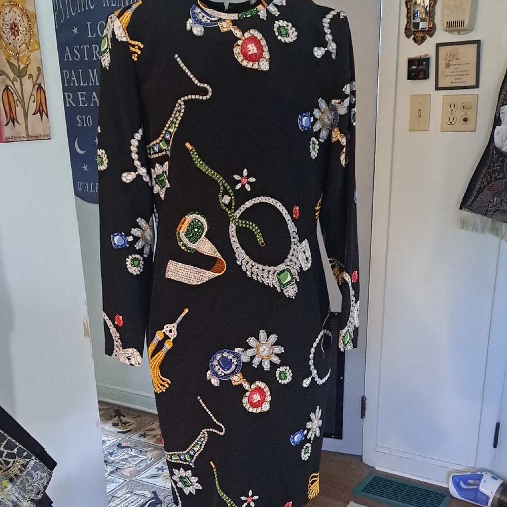 Linda Allard Ellen Tracy Silk Graphic Dress, Sz 4